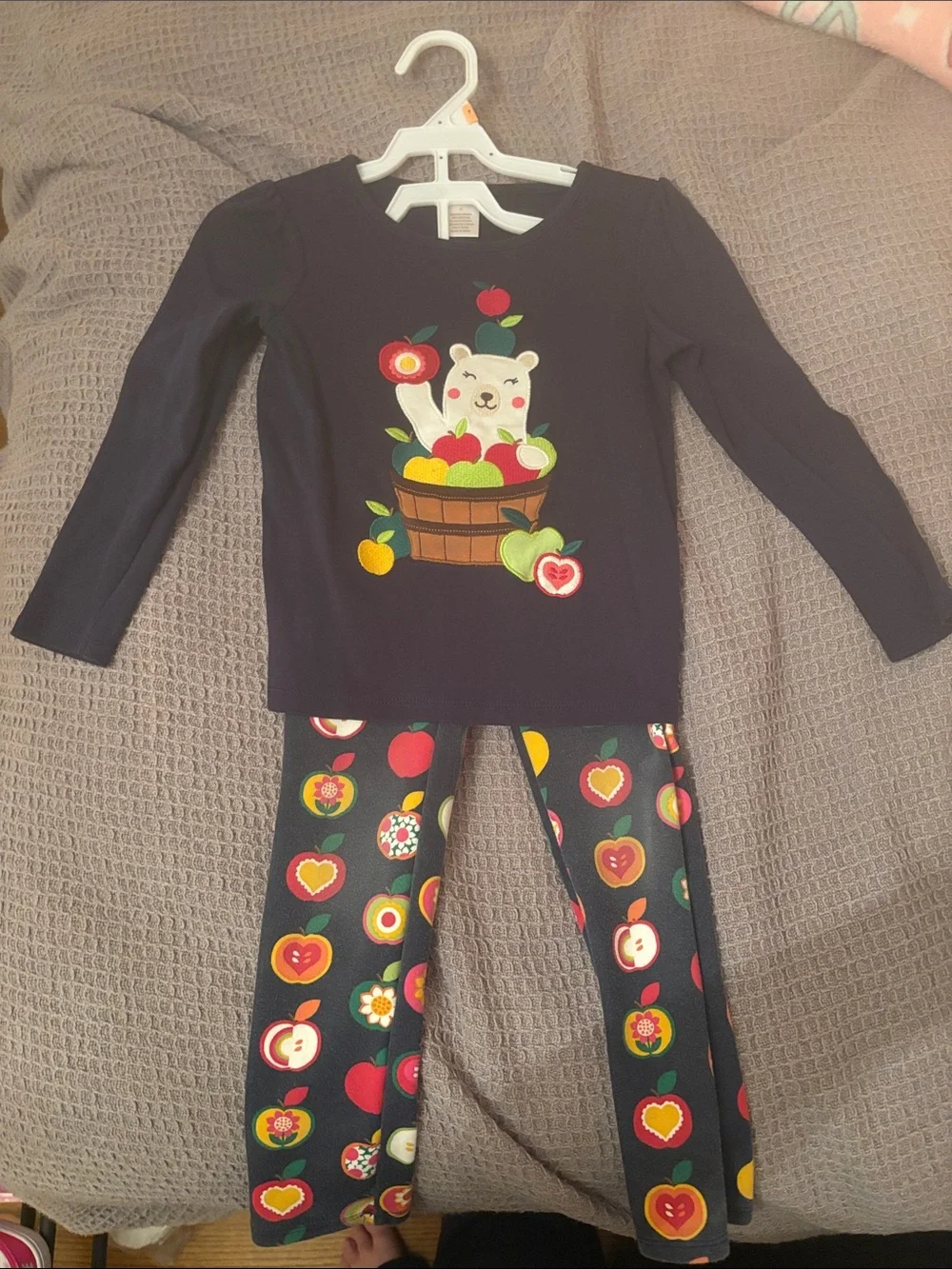 Gymboree Navy Shirt and Pant Set with Bear & Apple Print